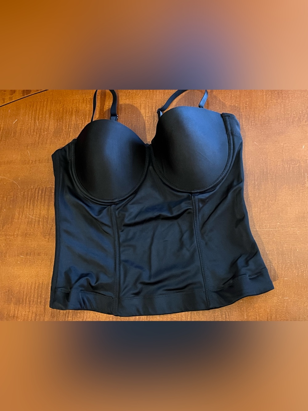 Nicole Miller body shaper corset bustier. Padded bra, vertical wiring. Black 38C - Picture 13 of 14